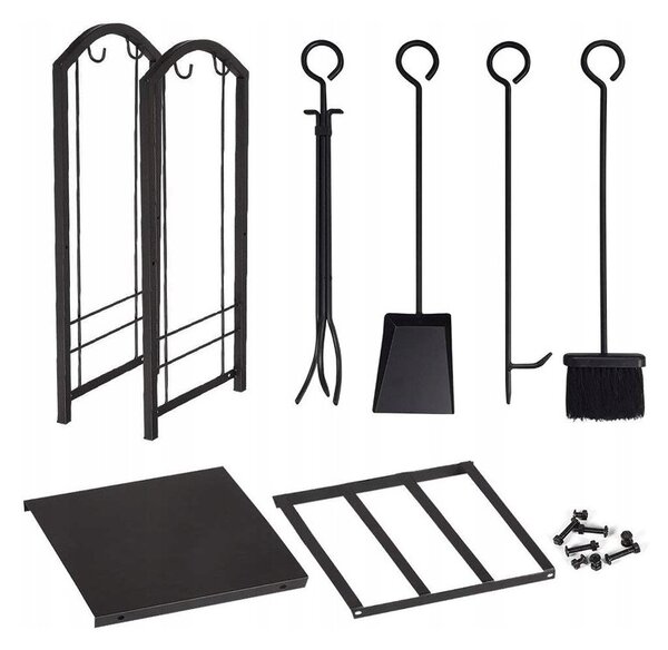 Stalak za drva za kamin s priborom 73 x 40 x 30 cm