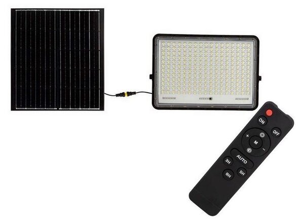 LED Vanjski solarni reflektor LED/30W/3,2V 6400K crna + DU