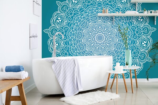 Tapeta meditacijska Mandala na plavoj pozadini