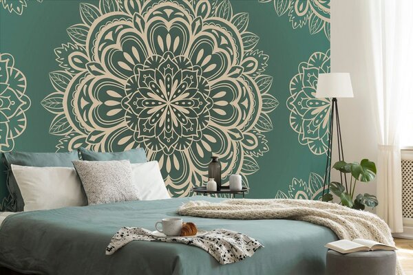 Tapeta Mandala na tirkiznoj pozadini