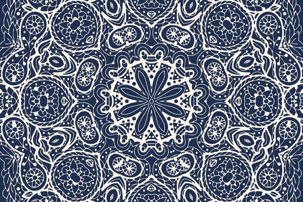 Tapeta bijela Mandala na plavoj pozadini
