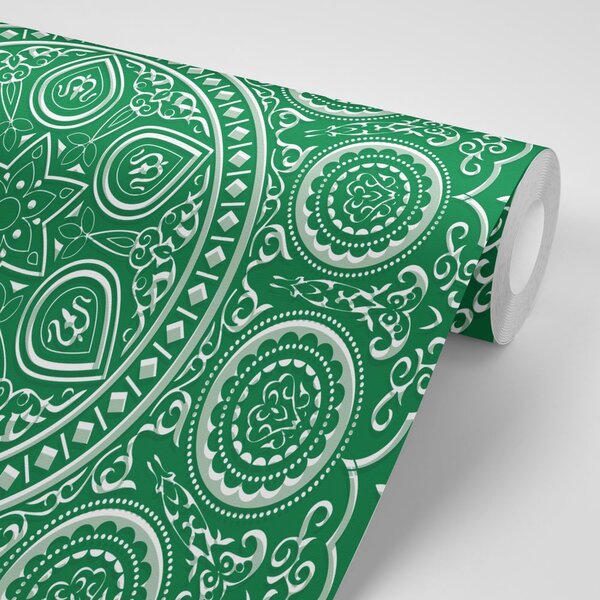 Tapeta nježna etnička Mandala u zelenom dizajnu