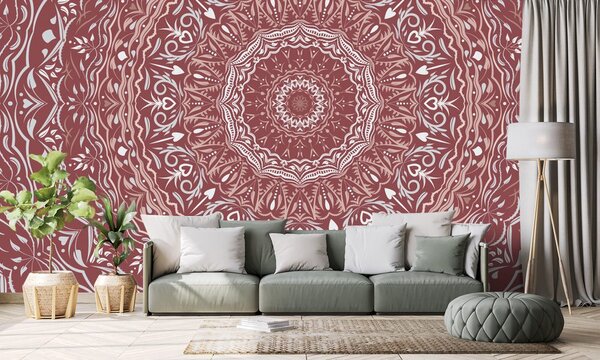 Tapeta Mandala u vintage stilu u ružičastoj nijansi