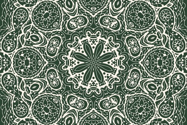 Tapeta bijela Mandala na zelenoj pozadini
