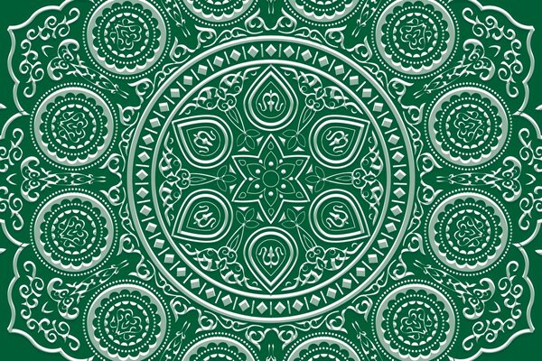 Tapeta nježna etnička Mandala u zelenom dizajnu
