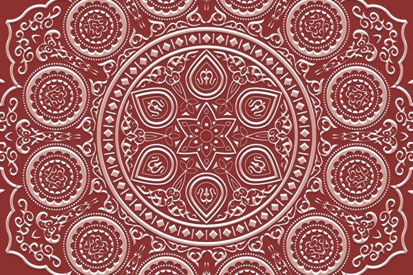 Tapeta nježna etnička Mandala u bordo dizajnu