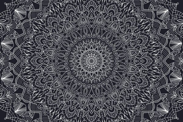Tapeta detaljna ukrasna Mandala u crno-bijelom dizajnu