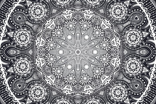 Tapeta ukrasna Mandala s čipkom u crno-bijelom dizajnu