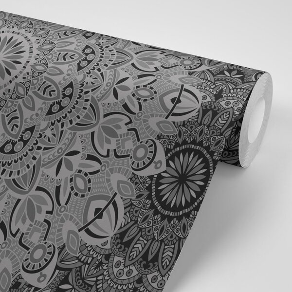 Tapeta stilska Mandala u crno-bijelom dizajnu