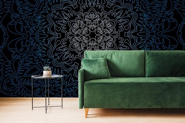 Tapeta ornamentalna Mandala na crnoj pozadini