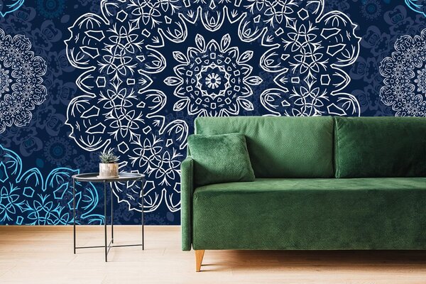 Tapeta plava Mandala s apstraktnim uzorkom