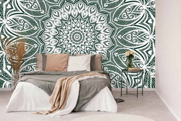 Tapeta Mandala harmonije na zelenoj pozadini