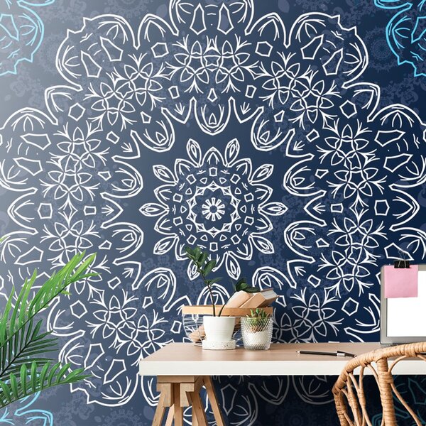 Tapeta plava Mandala s apstraktnim uzorkom