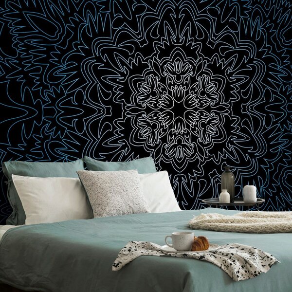 Tapeta ornamentalna Mandala na crnoj pozadini