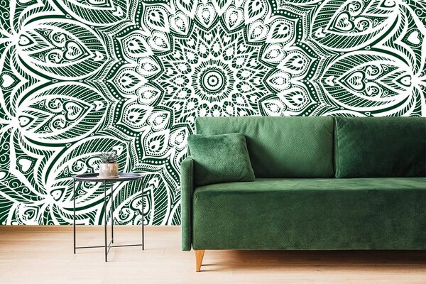 Tapeta Mandala harmonije na zelenoj pozadini