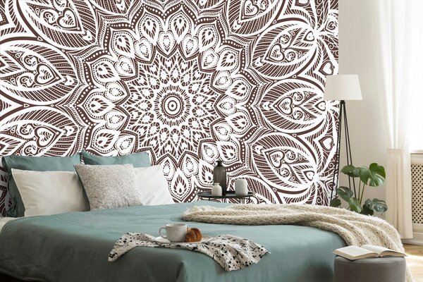 Tapeta Mandala harmonije na smeđoj pozadini