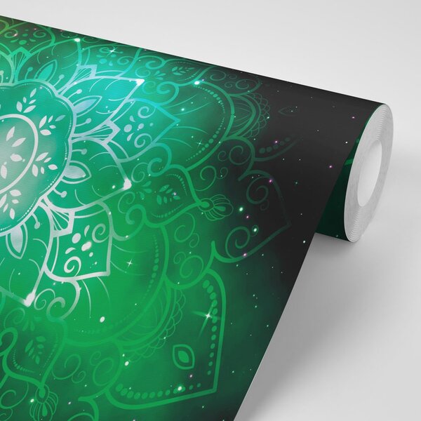 Tapeta zelena Mandala s galaktičkom pozadinom