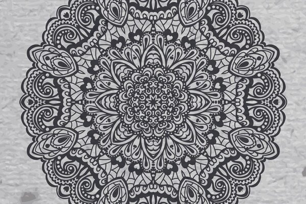 Tapeta cvjetna Mandala u crno-bijelom dizajnu