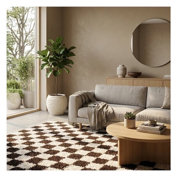 Smeđi/krem tepih 120x170 cm Grida – ESTE