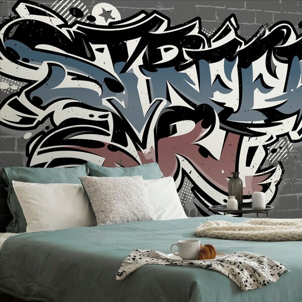 Tapeta s imitacijom cigle i natpisom Street Art
