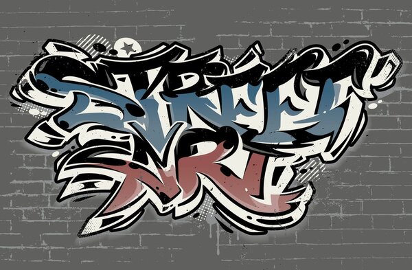 Tapeta s imitacijom cigle i natpisom Street Art