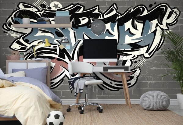 Tapeta s imitacijom cigle i natpisom Street Art