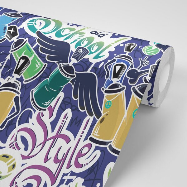 Tapeta veseli street art u ljubičastoj boji