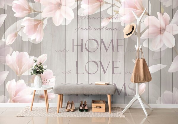 Tapeta vintage magnolije s natpisom