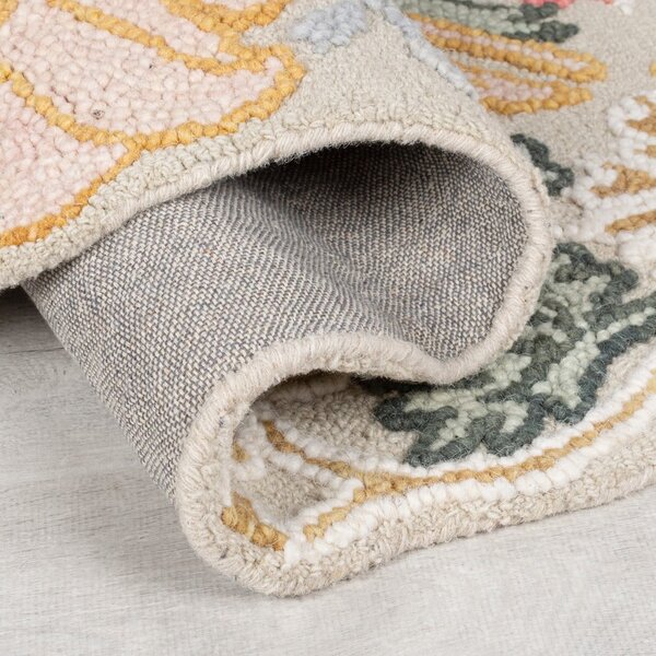 Svijetlo ružičasta ručno rađena vunena staza 60x230 cm Daphne Shaped Floral – Flair Rugs