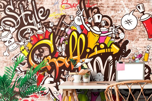 Tapeta veseli graffiti zid