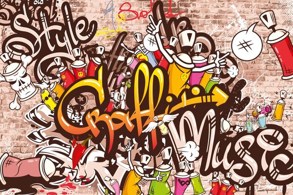 Tapeta veseli graffiti zid