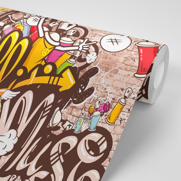 Tapeta veseli graffiti zid