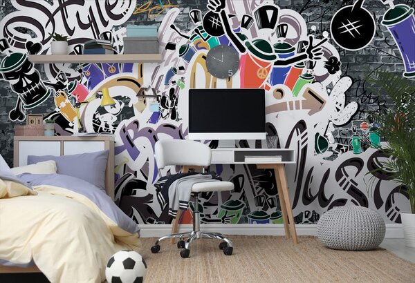 Tapeta trendi ljubičasti graffiti zid