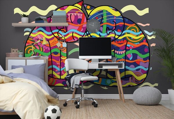 Tapeta zaljubljene mačke u pop art stilu