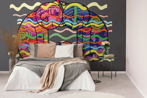Tapeta zaljubljene mačke u pop art stilu