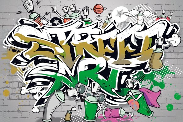 Tapeta zeleni Street Art natpis sa sprejevima