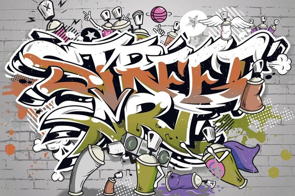Tapeta narančasti Street Art natpis sa sprejevima
