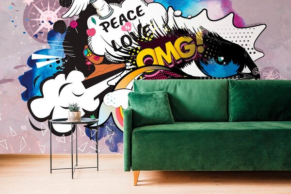 Tapeta plavo graffiti oko