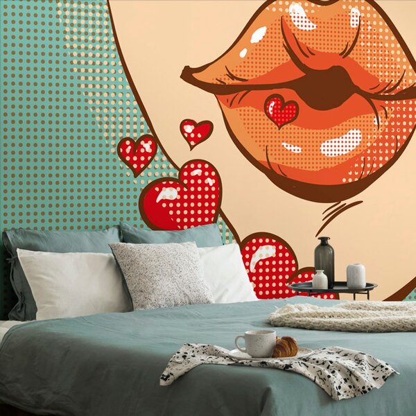 Tapeta pop art poljubac pun ljubavi
