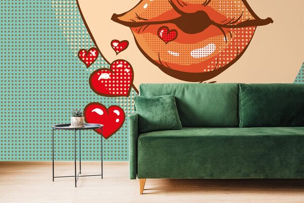 Tapeta pop art poljubac pun ljubavi