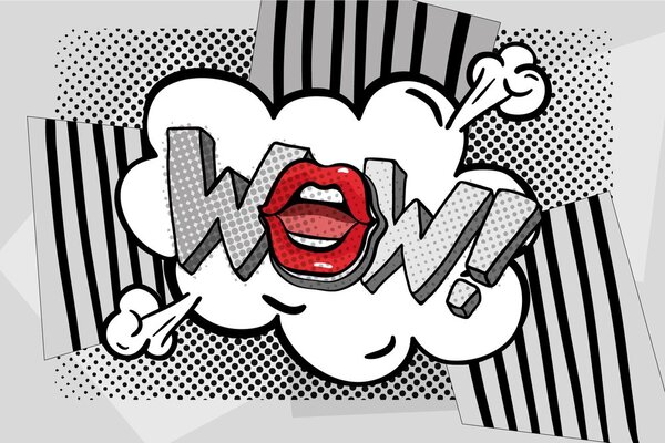 Tapeta stilski sivi pop art - WOW!