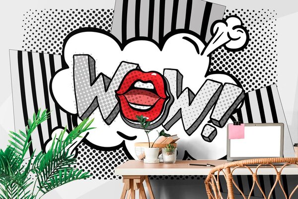 Tapeta stilski sivi pop art - WOW!