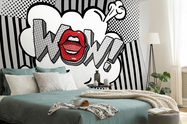 Tapeta stilski sivi pop art - WOW!