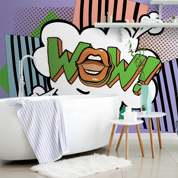 Tapeta stilski ljubičasti pop art - WOW!