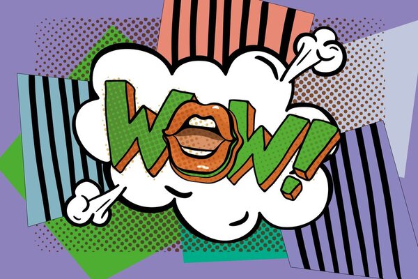 Tapeta stilski ljubičasti pop art - WOW!