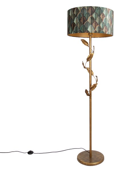 Zlatna podna svjetiljka sa sjenilom s dizajnom lišća i zlatnom unutrašnjosti 50 cm - Linden