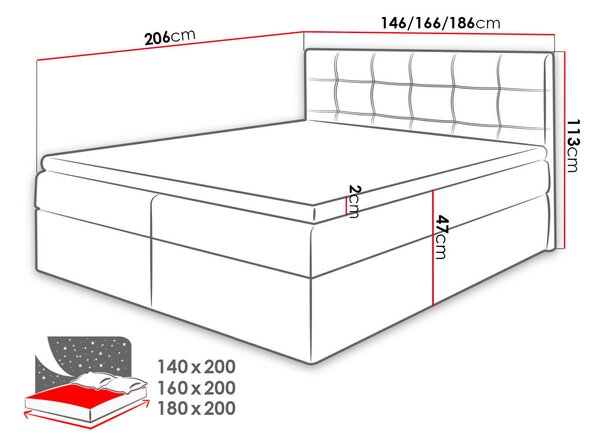 Bračni krevet Boxspring Maddox (160x200) (Muna 08)