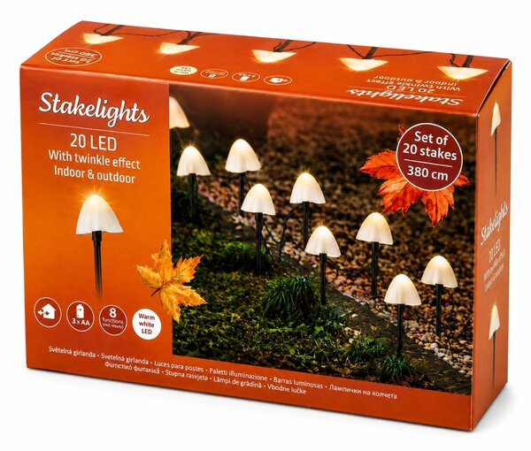 Vrtna LED svjetla MUSHROOMS 20 kom, 380 cm