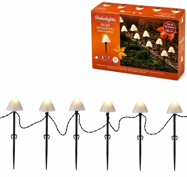 Vrtna LED svjetla MUSHROOMS 20 kom, 380 cm