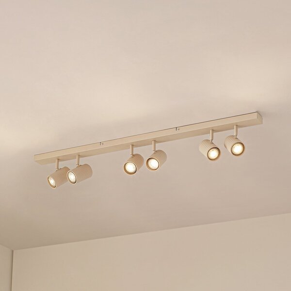 Lindby Kardis stropni reflektor, bež, 6 žarulja, metal, GU10, prigušiva, Bež, Područje hodnika, Aluminij